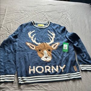 Blue Horny Deer Sweater